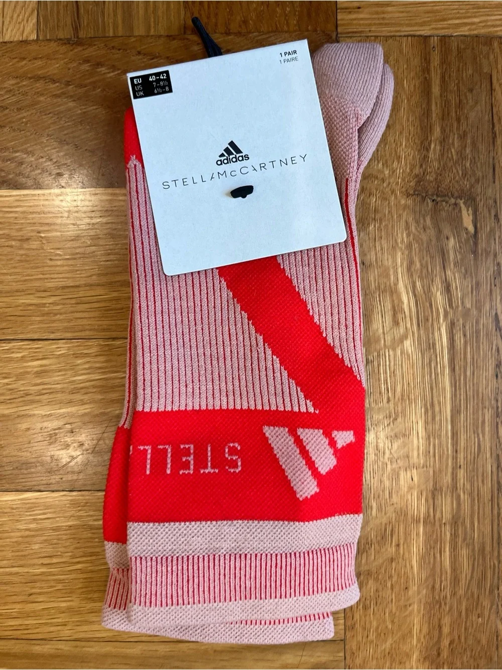adidas Stella McCartney Pink and Red Athletic Crew Socks